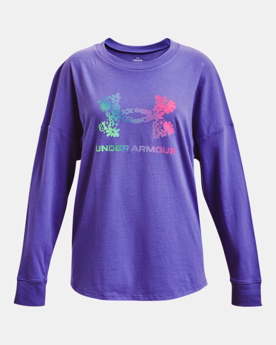 Girls' UA Groovy Gradient Logo Long Sleeve, Purple, pdpMainDesktop image number 0